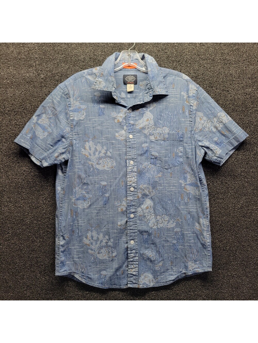 St Johns Bay Adult Mens Sz M ButtonDown Short Sleeve Under The Sea Nautical